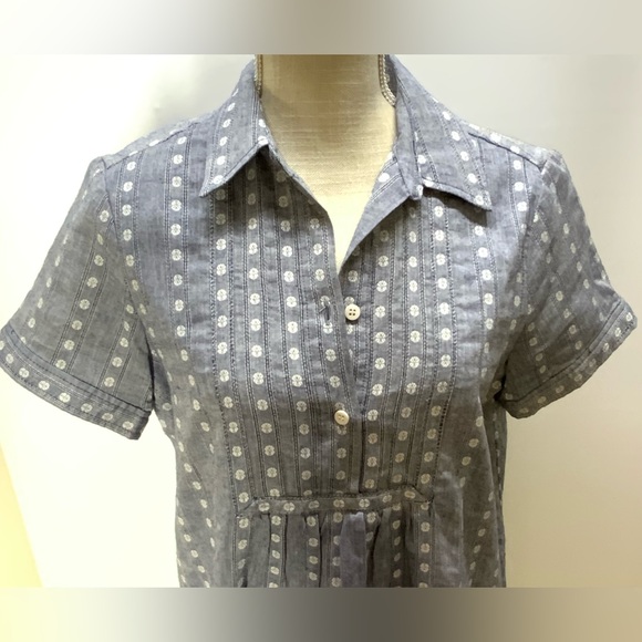 Max Studio Chambray Embroidered Collard Shirt Dress - Picture 2 of 12